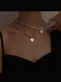 « Esprimi il tuo Stile Unico con la Collana Hip-Hop Moda in Acciaio Inossidabile 316L Placcato Oro con Pendente a Forma di Cuore – Hebe »